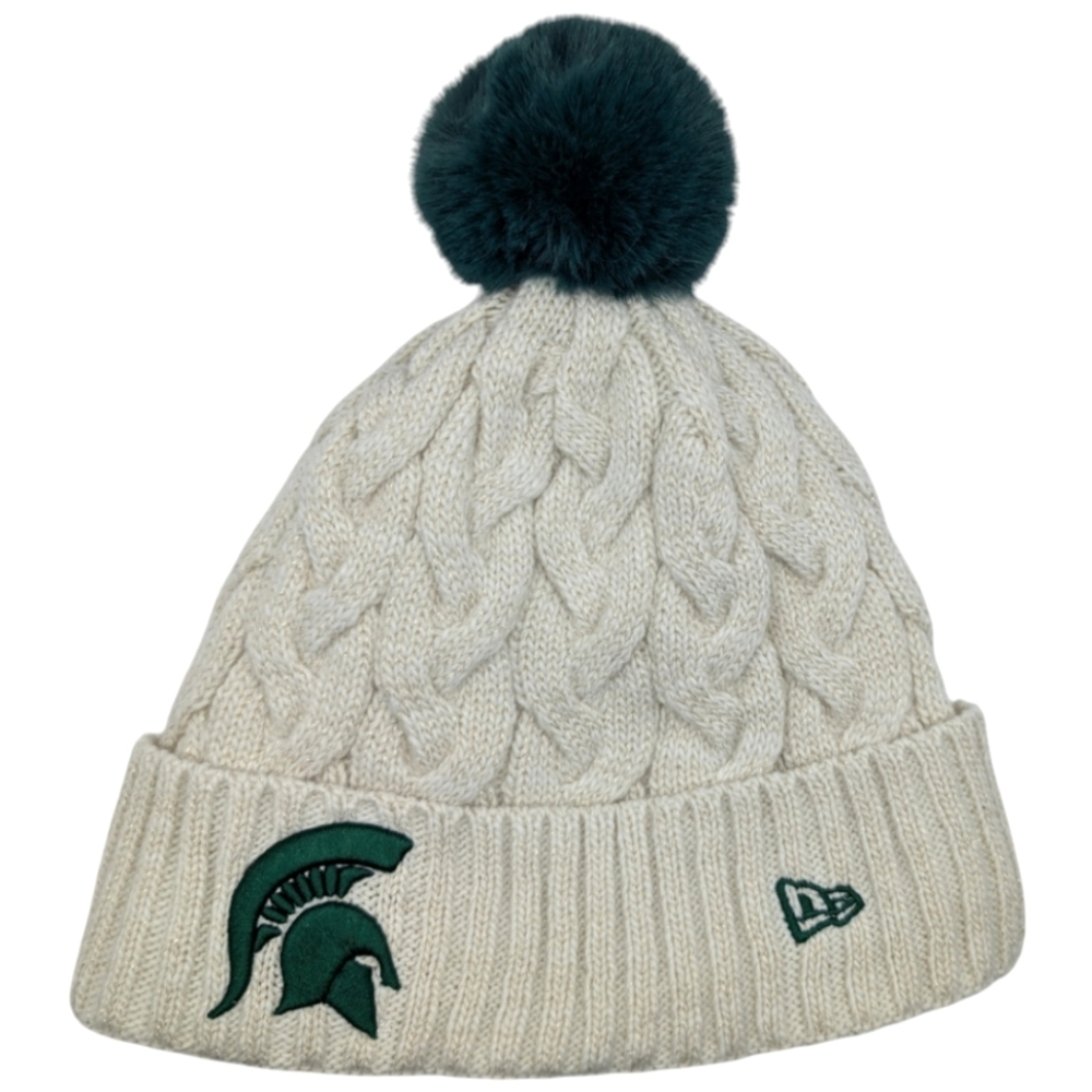 NWOT New Era Green and White Hat with MSU Michigan State Spartan Logo